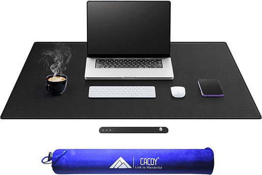 Cacoy 31.5" x 24" Leather Desk Mat, Large Desk Protector Mat, PU Leather Desk Pad, Non - Slip Large Gaming Mouse Pad, Desk Blotter, Desk Pads on Top of Desks, Home Office Desk Matt for Desktop (Black) | Desk Pads Blotters - TrueDesk