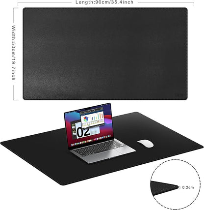 Cacoy 36" x 20" Leather Desk Mat for Home Office, Extra Large PU Leather Desk Pad Blotters, Waterproof Computer Keyboard Mat, Extended Gaming Mouse Pad, Desk Protector for Desktop and PC Laptop, Black | Desk Pads Blotters - TrueDesk