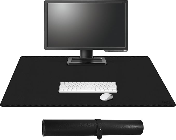 Cacoy 36" x 20" Leather Desk Mat for Home Office, Extra Large PU Leather Desk Pad Blotters, Waterproof Computer Keyboard Mat, Extended Gaming Mouse Pad, Desk Protector for Desktop and PC Laptop, Black | Desk Pads Blotters - TrueDesk