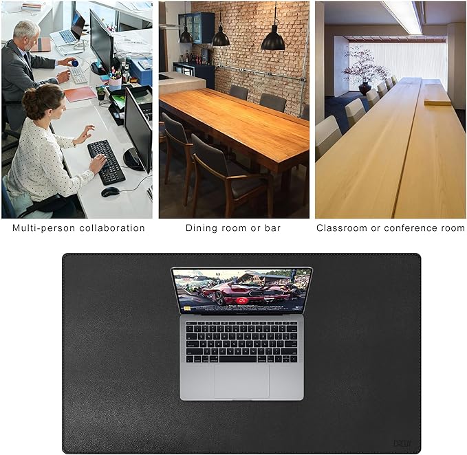 Cacoy 36" x 20" Leather Desk Mat for Home Office, Extra Large PU Leather Desk Pad Blotters, Waterproof Computer Keyboard Mat, Extended Gaming Mouse Pad, Desk Protector for Desktop and PC Laptop, Black | Desk Pads Blotters - TrueDesk