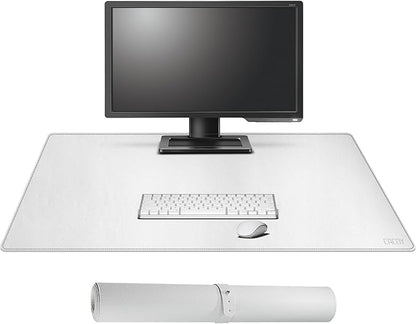 Cacoy 36" x 20" Leather Desk Mat, XXL Large Gaming Keyboard Mouse Pad, Computer Desk Pad Protector, Waterproof Desk Mats on Top of Desks, Office Desk Blotters (White) | Desk Pads Blotters - TrueDesk
