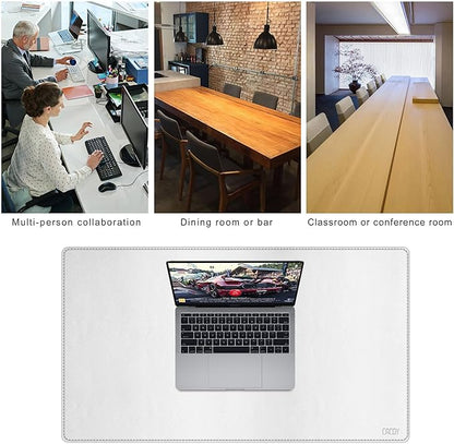 Cacoy 36" x 20" Leather Desk Mat, XXL Large Gaming Keyboard Mouse Pad, Computer Desk Pad Protector, Waterproof Desk Mats on Top of Desks, Office Desk Blotters (White) | Desk Pads Blotters - TrueDesk