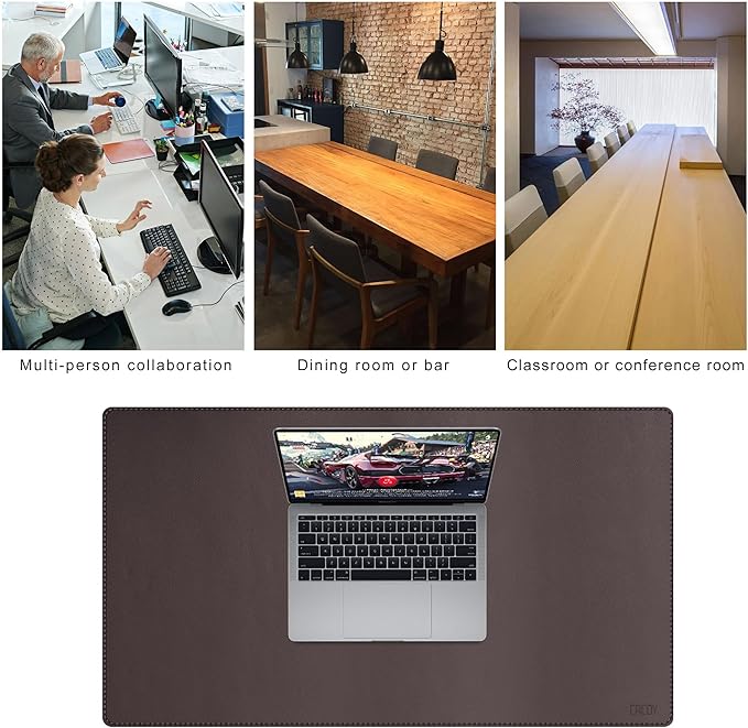 Cacoy 36" x 20" Leather Desk Pad Blotter, XXL Large Gaming Mouse Pad, Waterproof PU Leather Desk Mat On Top of Desk for Office and Home (Brown) | Desk Pads Blotters - TrueDesk