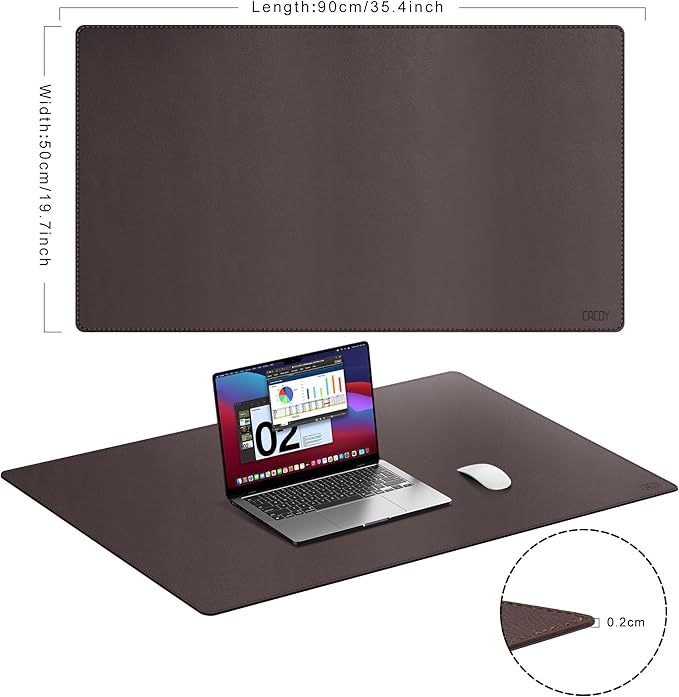 Cacoy 36" x 20" Leather Desk Pad Blotter, XXL Large Gaming Mouse Pad, Waterproof PU Leather Desk Mat On Top of Desk for Office and Home (Brown) | Desk Pads Blotters - TrueDesk