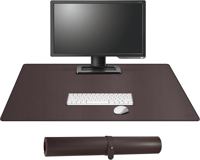 Cacoy 36" x 20" Leather Desk Pad Blotter, XXL Large Gaming Mouse Pad, Waterproof PU Leather Desk Mat On Top of Desk for Office and Home (Brown) | Desk Pads Blotters - TrueDesk