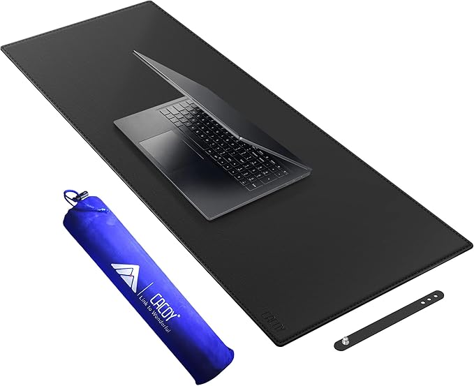 Cacoy 40" x 16" Leather Desk Mat for Home Office, Large PU Leather Desk Pad Protector, Waterproof & Scratch Resistant Computer Keyboard Mouse Mat, Office Desk Accessories Desk Matt for Desktop (Black) | Desk Pads Blotters - TrueDesk