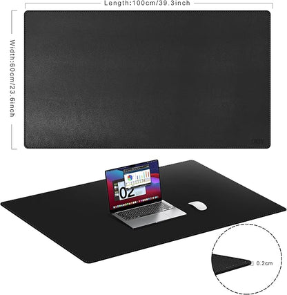Cacoy 40" x 24" Large Desk Mat, PU Leather Desk Matt for Desktop, Leather Desk Pad Blotter, Computer Keyboard Mouse Mat, Waterproof Desk Protector Mat, Extended Large Mousepad for Office & Home, Black | Desk Pads Blotters - TrueDesk