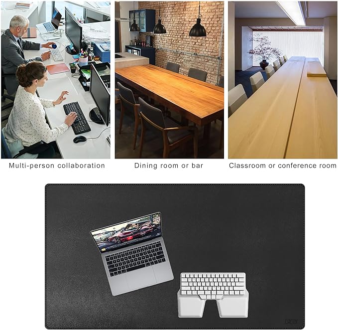 Cacoy 40" x 24" Large Desk Mat, PU Leather Desk Matt for Desktop, Leather Desk Pad Blotter, Computer Keyboard Mouse Mat, Waterproof Desk Protector Mat, Extended Large Mousepad for Office & Home, Black | Desk Pads Blotters - TrueDesk