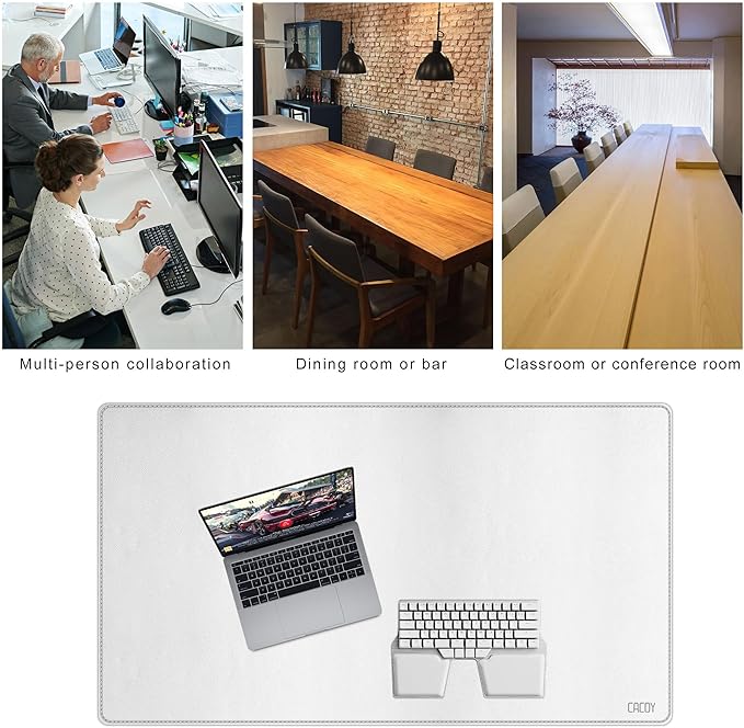 Cacoy 40" x 24" Leather Desk Pad Protector, Large Desk Mats on Top of Desks, Waterproof Computer Desk Mat XXL Keyboard Mouse Pad for Office and Home (White) | Desk Pads Blotters - TrueDesk