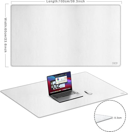 Cacoy 40" x 24" Leather Desk Pad Protector, Large Desk Mats on Top of Desks, Waterproof Computer Desk Mat XXL Keyboard Mouse Pad for Office and Home (White) | Desk Pads Blotters - TrueDesk