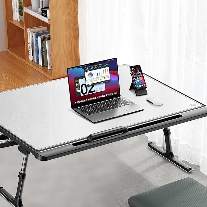Cacoy 40" x 24" Leather Desk Pad Protector, Large Desk Mats on Top of Desks, Waterproof Computer Desk Mat XXL Keyboard Mouse Pad for Office and Home (White) | Desk Pads Blotters - TrueDesk