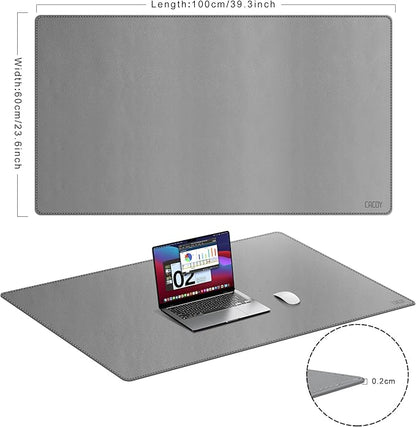 Cacoy 40" x 24" PU Leather Moues Pad for Desk, XXL Large Computer Desk Pad Blotters for Keyboard and Mouse, Waterproof Desk Mat Protector for Office and Home (Grey) | Desk Pads Blotters - TrueDesk