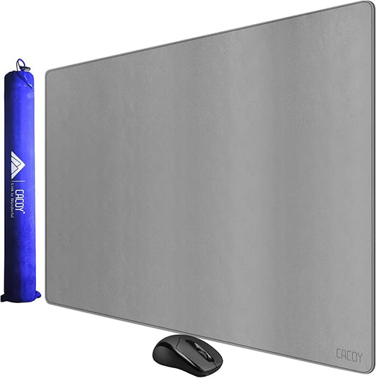 Cacoy 40" x 24" PU Leather Moues Pad for Desk, XXL Large Computer Desk Pad Blotters for Keyboard and Mouse, Waterproof Desk Mat Protector for Office and Home (Grey) | Desk Pads Blotters - TrueDesk
