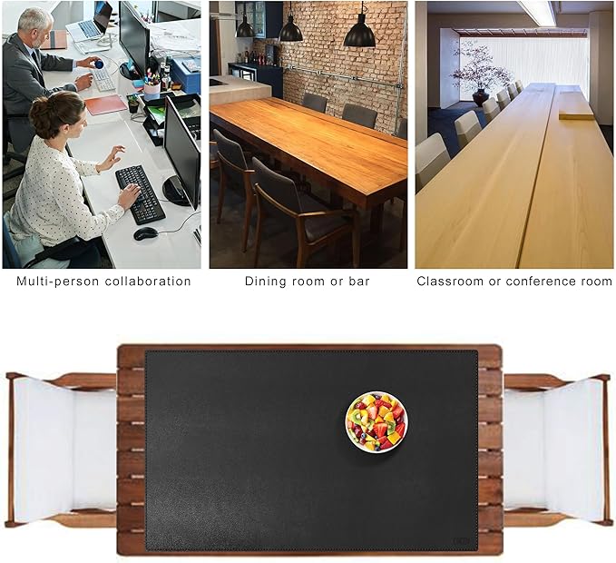Cacoy 48" x 31.5" Leather Desk Pad, Large Gaming Mouse Pad for Desk, Office Desk Pad Blotter, XXXL Table Protector Mat, Waterproof Desktop Keyboard Mat Extended Mouse Mat (Black) | Desk Pads Blotters - TrueDesk
