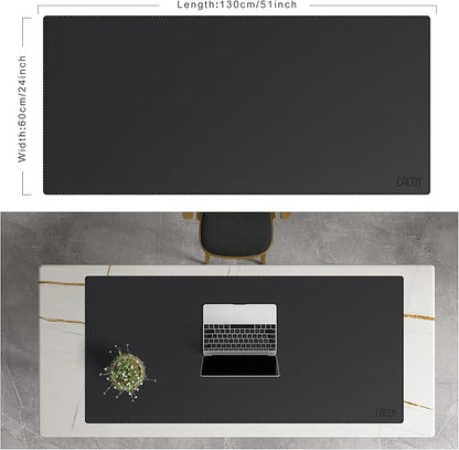 Cacoy 51" x 24" Leather Desk Mat, Office Desk Blotters, Large Computer Gaming Mouse Pad XXL, Waterproof PU Leather Laptop Table Cover Protector, Executive Desktop Accessories (Black) | Desk Pads Blotters - TrueDesk