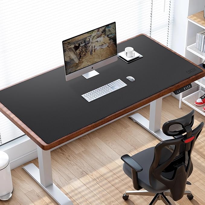 Cacoy 51" x 24" Leather Desk Mat, Office Desk Blotters, Large Computer Gaming Mouse Pad XXL, Waterproof PU Leather Laptop Table Cover Protector, Executive Desktop Accessories (Black) | Desk Pads Blotters - TrueDesk