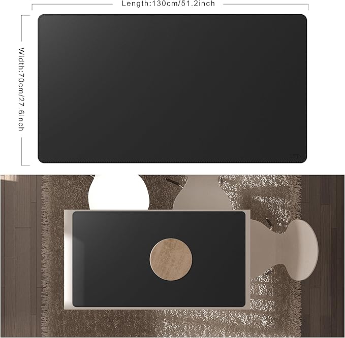 Cacoy 51.2" x 27.5" Large Leather Desk Mat, Extended Mega Size Computer Mouse Pad for Full Desk Coverage, Waterproof Office Desk Protector, PU Leather Desk Pad Blotters (Black) | Desk Pads Blotters - TrueDesk