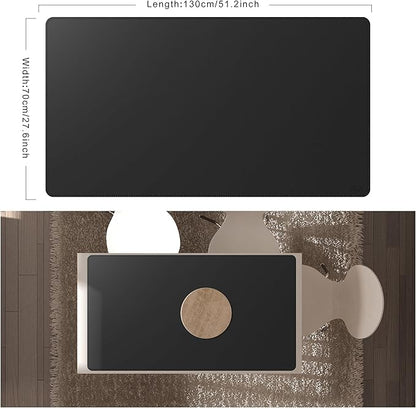 Cacoy 51.2" x 27.5" Large Leather Desk Mat, Extended Mega Size Computer Mouse Pad for Full Desk Coverage, Waterproof Office Desk Protector, PU Leather Desk Pad Blotters (Black) | Desk Pads Blotters - TrueDesk