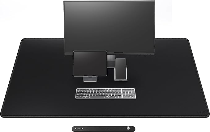 Cacoy 51.2" x 27.5" Large Leather Desk Mat, Extended Mega Size Computer Mouse Pad for Full Desk Coverage, Waterproof Office Desk Protector, PU Leather Desk Pad Blotters (Black) | Desk Pads Blotters - TrueDesk