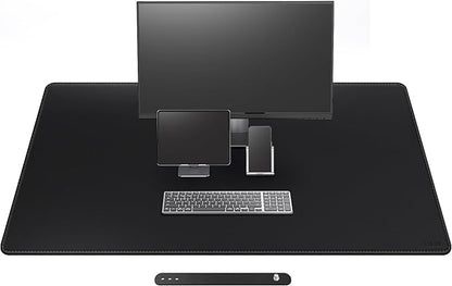Cacoy 51.2" x 27.5" Large Leather Desk Mat, Extended Mega Size Computer Mouse Pad for Full Desk Coverage, Waterproof Office Desk Protector, PU Leather Desk Pad Blotters (Black) | Desk Pads Blotters - TrueDesk