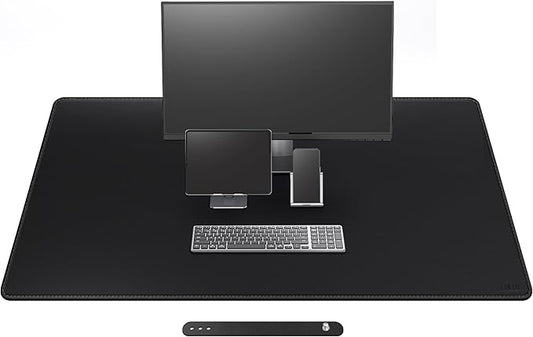 Cacoy 51.2" x 27.5" Large Leather Desk Mat, Extended Mega Size Computer Mouse Pad for Full Desk Coverage, Waterproof Office Desk Protector, PU Leather Desk Pad Blotters (Black) | Desk Pads Blotters - TrueDesk