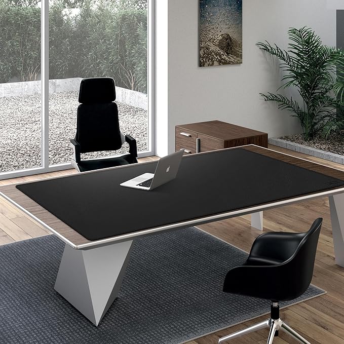 Cacoy 55" x 31.5" PU Leather Desk Mat, Oversized Waterproof Desk Pad Protector, XXL Large Gaming Mouse Pad & Keyboard Cover, Dual - Side Office Desk Blotter Mat for Computer, Home & Work (Black) | Desk Pads Blotters - TrueDesk