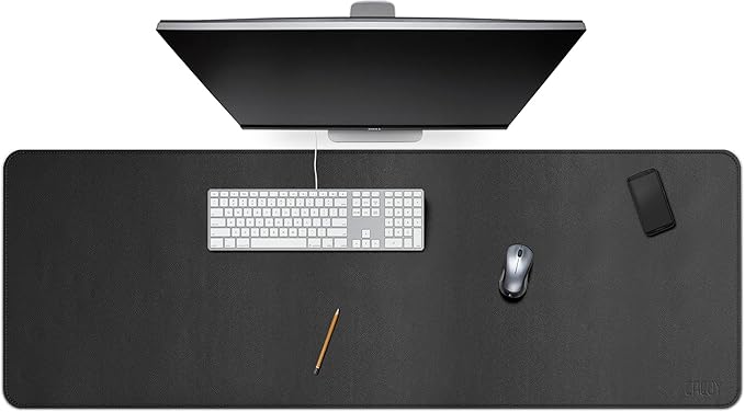 Cacoy 59" x 20" Leather Desk Mat Desk Pad Blotter, Extra Large Desk Cover Mat Protector & Large Gaming Mouse Pad, Waterproof PU Leather Computer Keyboard Mat Desk Accessories for Office & Home, Black | Desk Pads Blotters - TrueDesk