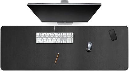 Cacoy 59" x 20" Leather Desk Mat Desk Pad Blotter, Extra Large Desk Cover Mat Protector & Large Gaming Mouse Pad, Waterproof PU Leather Computer Keyboard Mat Desk Accessories for Office & Home, Black | Desk Pads Blotters - TrueDesk