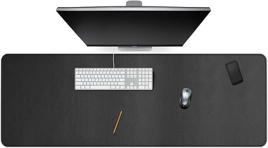 Cacoy 59" x 20" Leather Desk Mat Desk Pad Blotter, Extra Large Desk Cover Mat Protector & Large Gaming Mouse Pad, Waterproof PU Leather Computer Keyboard Mat Desk Accessories for Office & Home, Black | Desk Pads Blotters - TrueDesk