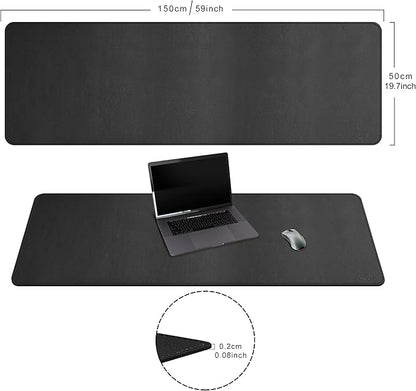 Cacoy 59" x 20" Leather Desk Mat Desk Pad Blotter, Extra Large Desk Cover Mat Protector & Large Gaming Mouse Pad, Waterproof PU Leather Computer Keyboard Mat Desk Accessories for Office & Home, Black | Desk Pads Blotters - TrueDesk