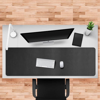 Cacoy 59" x 20" Leather Desk Mat Desk Pad Blotter, Extra Large Desk Cover Mat Protector & Large Gaming Mouse Pad, Waterproof PU Leather Computer Keyboard Mat Desk Accessories for Office & Home, Black | Desk Pads Blotters - TrueDesk