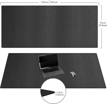 Cacoy 59" x 27.5" Desk Mat for Home Office, Large PU Leather Desk Pad Blotter, Waterproof Keyboard Mat Cover, Extended Writing Mouse Pad, Desk Protector and Accessories for Laptop and Computer, Black | Desk Pads Blotters - TrueDesk
