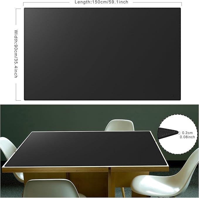 Cacoy 59x35.4 Inch Leather Desk Mat, XXL Large Computer Mouse Pad, PU Leather Desk Pad Blotter Protector, Office Table Cover, Multifunctional Desktop Matt for Desktop, Laptop Mouse Mat (Black) | Desk Pads Blotters - TrueDesk