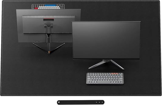 Cacoy 59x35.4 Inch Leather Desk Mat, XXL Large Computer Mouse Pad, PU Leather Desk Pad Blotter Protector, Office Table Cover, Multifunctional Desktop Matt for Desktop, Laptop Mouse Mat (Black) | Desk Pads Blotters - TrueDesk