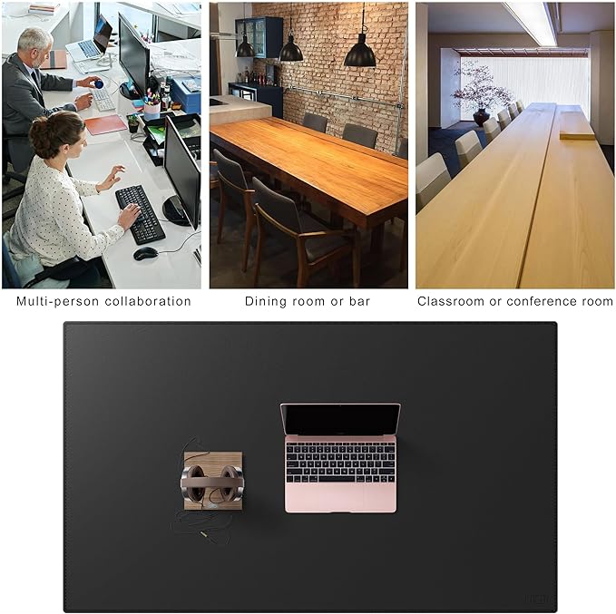 Cacoy 59x35.4 Inch Leather Desk Mat, XXL Large Computer Mouse Pad, PU Leather Desk Pad Blotter Protector, Office Table Cover, Multifunctional Desktop Matt for Desktop, Laptop Mouse Mat (Black) | Desk Pads Blotters - TrueDesk