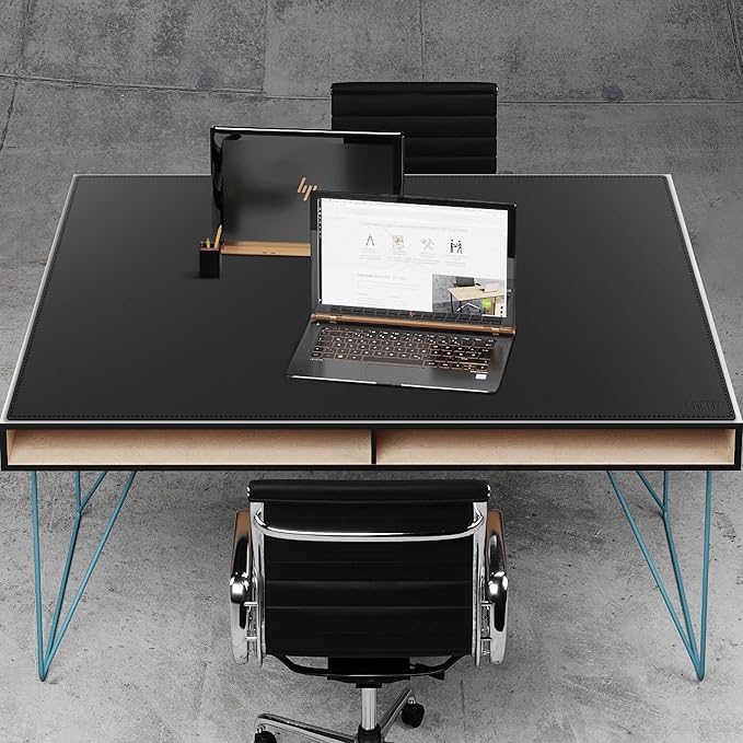 Cacoy 59x35.4 Inch Leather Desk Mat, XXL Large Computer Mouse Pad, PU Leather Desk Pad Blotter Protector, Office Table Cover, Multifunctional Desktop Matt for Desktop, Laptop Mouse Mat (Black) | Desk Pads Blotters - TrueDesk