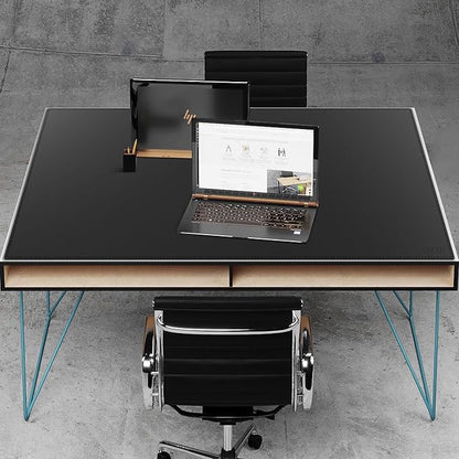 Cacoy 59x35.4 Inch Leather Desk Mat, XXL Large Computer Mouse Pad, PU Leather Desk Pad Blotter Protector, Office Table Cover, Multifunctional Desktop Matt for Desktop, Laptop Mouse Mat (Black) | Desk Pads Blotters - TrueDesk