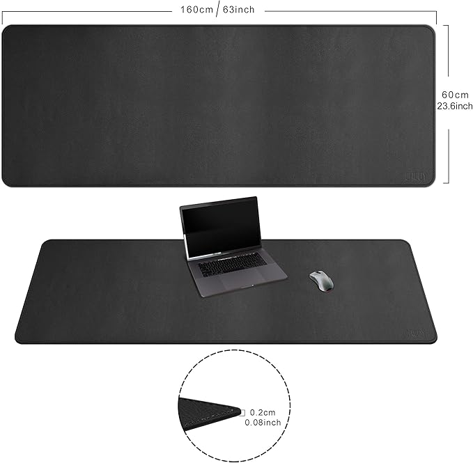 Cacoy 63" x 24" Leather Desk Mat, Extra Large Desk Matt for Desktop, Waterproof Office Desk Pad Protector, XXL Oversized Mouse Pad for Full Desk, Desk Blotter Workspace Mat for Home and Office, Black | Desk Pads Blotters - TrueDesk