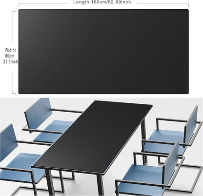 Cacoy 63" x 31.5" Extra Large Leather Desk Mat, Office Desk Pad Blotter, Oversized Mouse Pad for Home & Work, Waterproof Computer Desk Protector, Huge Gaming Desktop Mat for Keyboard & Mouse (Black) | Desk Pads Blotters - TrueDesk