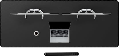 Cacoy 66.9'' x 27.5'' Leather Desk Pad Blotter Protector, Large Gaming Keyboard Mouse Pad, Faux Leather Desk Mat for Desktop and Laptop, Waterproof XXXL Extended Desktop Keyboard Mouse Mat, Black | Desk Pads Blotters - TrueDesk