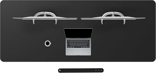 Cacoy 66.9'' x 27.5'' Leather Desk Pad Blotter Protector, Large Gaming Keyboard Mouse Pad, Faux Leather Desk Mat for Desktop and Laptop, Waterproof XXXL Extended Desktop Keyboard Mouse Mat, Black | Desk Pads Blotters - TrueDesk