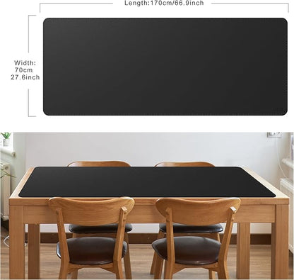 Cacoy 66.9'' x 27.5'' Leather Desk Pad Blotter Protector, Large Gaming Keyboard Mouse Pad, Faux Leather Desk Mat for Desktop and Laptop, Waterproof XXXL Extended Desktop Keyboard Mouse Mat, Black | Desk Pads Blotters - TrueDesk