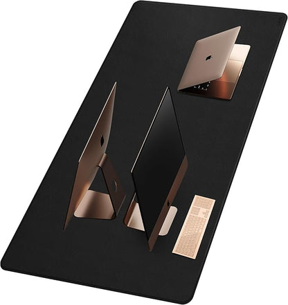 Cacoy 66.9" x 35.4" Leather Desk Mat, Large Computer Mouse Pad, PU Leather Desk Blotters Pad Protector, Extended Desk Mats on Top of Desks, Waterproof Desk Writing Pad for Office and Home (Black) | Desk Pads Blotters - TrueDesk