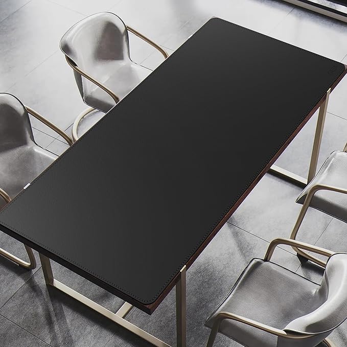 Cacoy 66.9" x 35.4" Leather Desk Mat, Large Computer Mouse Pad, PU Leather Desk Blotters Pad Protector, Extended Desk Mats on Top of Desks, Waterproof Desk Writing Pad for Office and Home (Black) | Desk Pads Blotters - TrueDesk