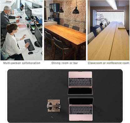 Cacoy 66.9" x 35.4" Leather Desk Mat, Large Computer Mouse Pad, PU Leather Desk Blotters Pad Protector, Extended Desk Mats on Top of Desks, Waterproof Desk Writing Pad for Office and Home (Black) | Desk Pads Blotters - TrueDesk