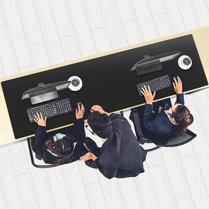 Cacoy 67" x 20" Leather Desk Mat, Extended PU Leather Desk Pad Protector, Large Gaming Mouse Pad for Desk, Desk Blotter, Desk Pads on Top of Desks, Desk Matt for Desktop, Office Desk Mat (Black) | Desk Pads Blotters - TrueDesk