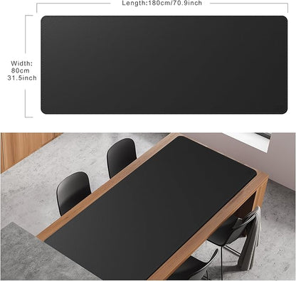 Cacoy 70.9x31.5 Inches Faux Leather Desk Pad Blotter, Waterproof Table Protector Mat, Large Gaming Computer Mouse Pad, Office and Home Desk Matt for Desktop, Black | Desk Pads Blotters - TrueDesk