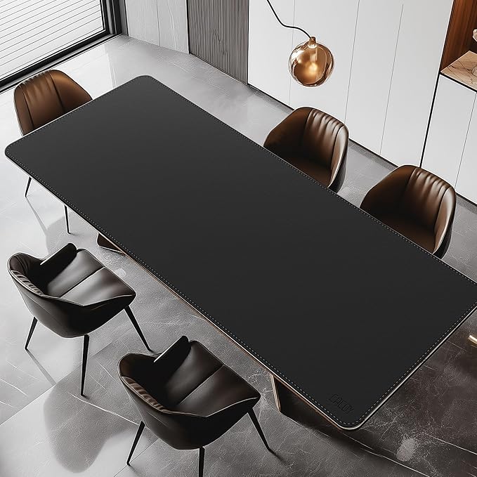 Cacoy 70.9x31.5 Inches Faux Leather Desk Pad Blotter, Waterproof Table Protector Mat, Large Gaming Computer Mouse Pad, Office and Home Desk Matt for Desktop, Black | Desk Pads Blotters - TrueDesk