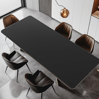 Cacoy 70.9x31.5 Inches Faux Leather Desk Pad Blotter, Waterproof Table Protector Mat, Large Gaming Computer Mouse Pad, Office and Home Desk Matt for Desktop, Black | Desk Pads Blotters - TrueDesk