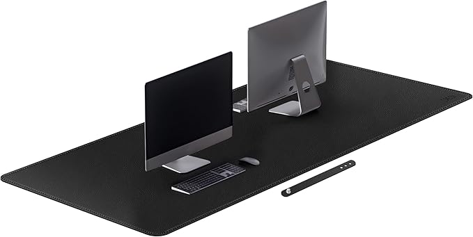 Cacoy 70.9x31.5 Inches Faux Leather Desk Pad Blotter, Waterproof Table Protector Mat, Large Gaming Computer Mouse Pad, Office and Home Desk Matt for Desktop, Black | Desk Pads Blotters - TrueDesk